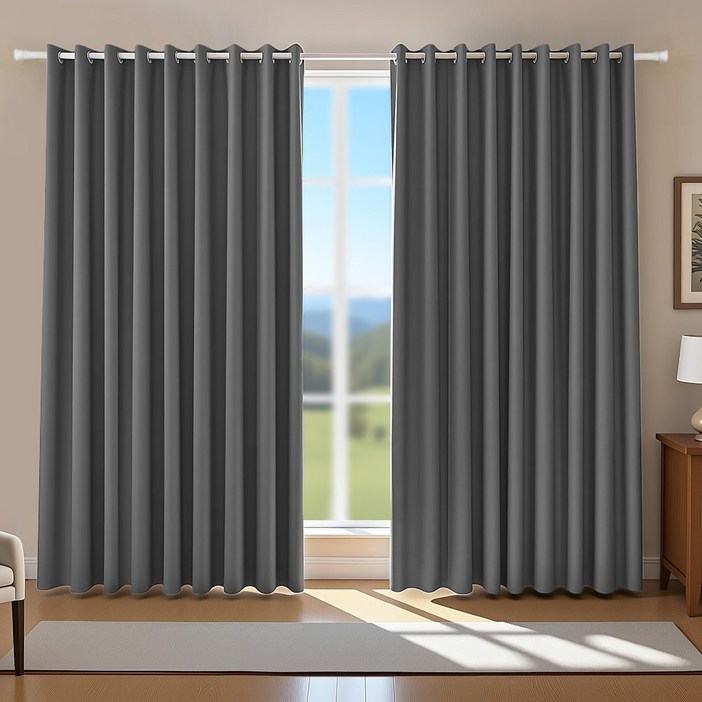 Lefree레퓰리 암막커텐 풀세트 봉포함 거실 커텐 안방 암막커튼 바람막이 창문커튼