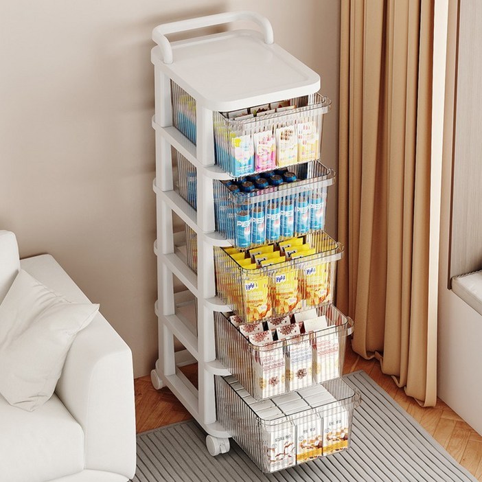 Frokom 다용도 이동식 서랍형 트롤리 카트, 슬라이딩 수납장, 화이트