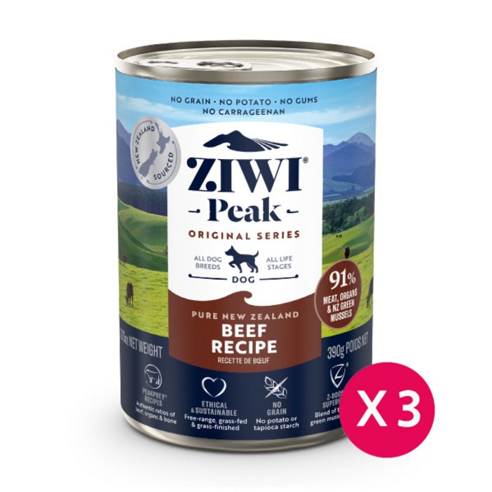 지위픽 독 강아지캔 소고기 390g x 3개  뉴질랜드 생산제품