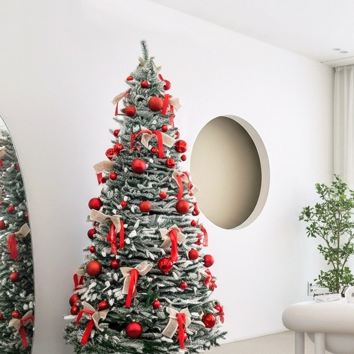 윈터벨 올인원 크리스마스 팝업 원터치 접이식 트리, 레드 150cm