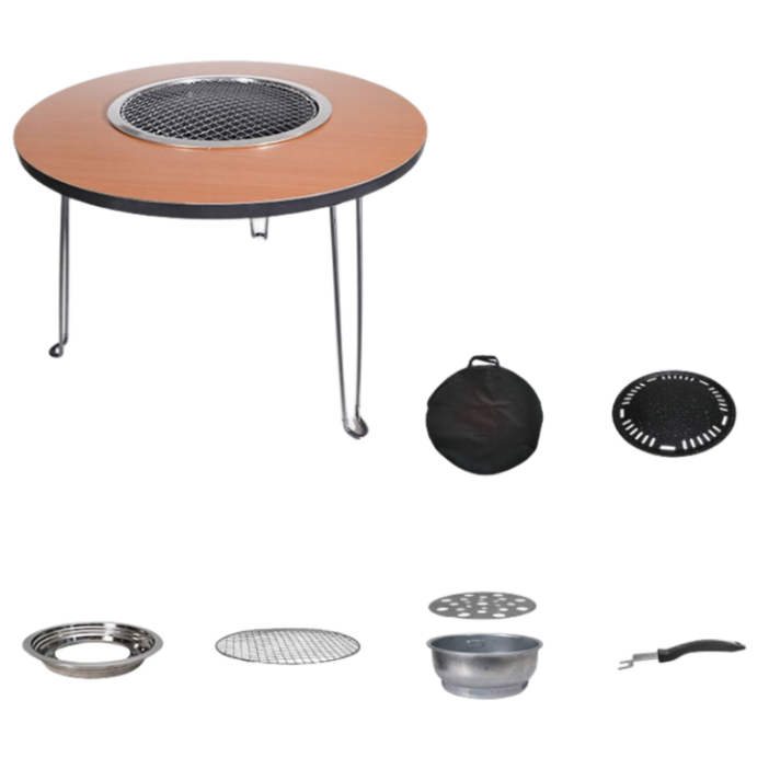 몬테리아 캠핑데이블 원형 화로 캠핑 테이블 숯불 스텐 로스터 가정용 바베큐 테이블 G518-061