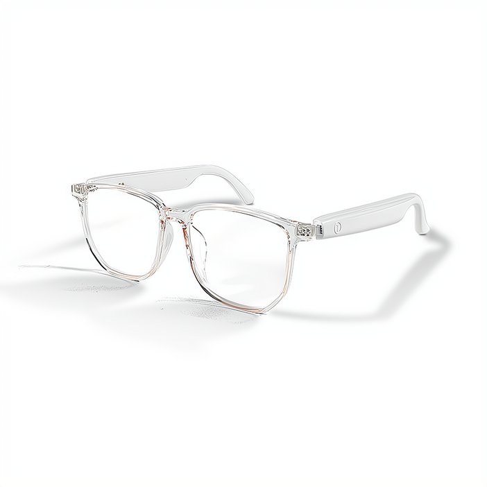 BiiYou 블루투스 안경 5.3 블루투스 무선 이어폰 통화 소음 감소 방수 아웃도어 블루투스 스마트 안경 내장 마이크 장착, 투명 렌즈