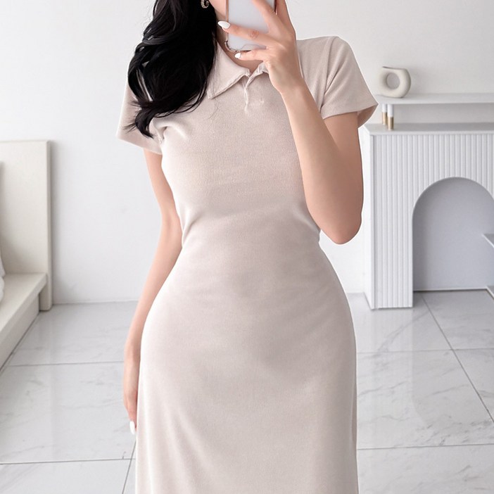 글램디브 미레후 카라원피스 롱 데일리룩 꾸안꾸 데이트룩 AC0180