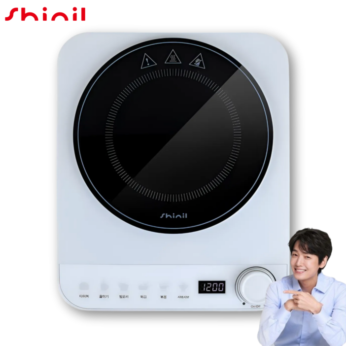 SHINIL 1구 인덕션 소형 휴대용 1인용 식탁용 미니 전기레인지 SHL-6006W, SHL-6006W