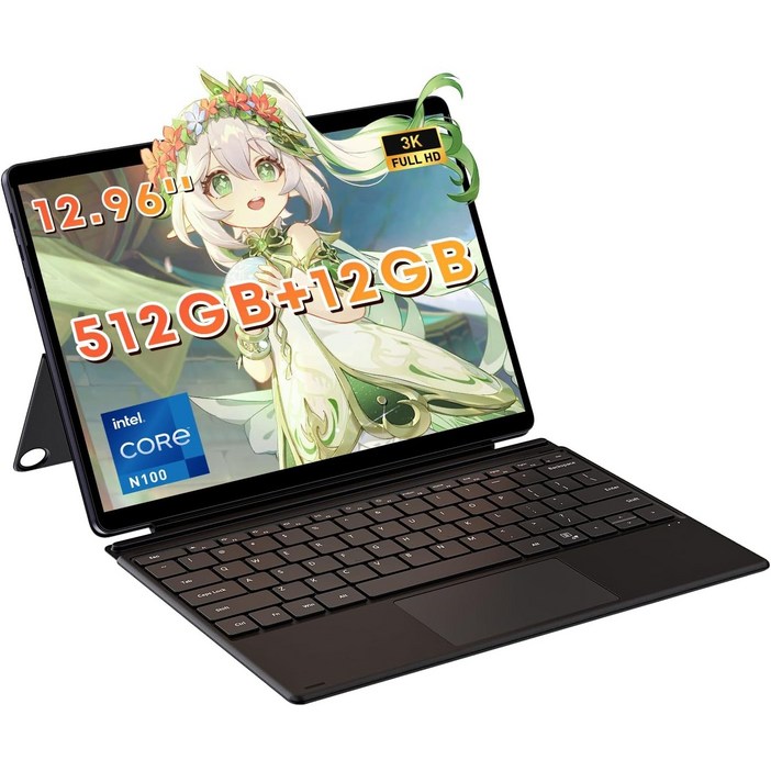 CHUWI Hi10 Max Windows Tablet 12.96인치 Intel N100 512GB SSD Windows 11 터치스크린 태블릿 도킹 키보드 포함, 단일상품, 검회색, 512GB, Wi-Fi