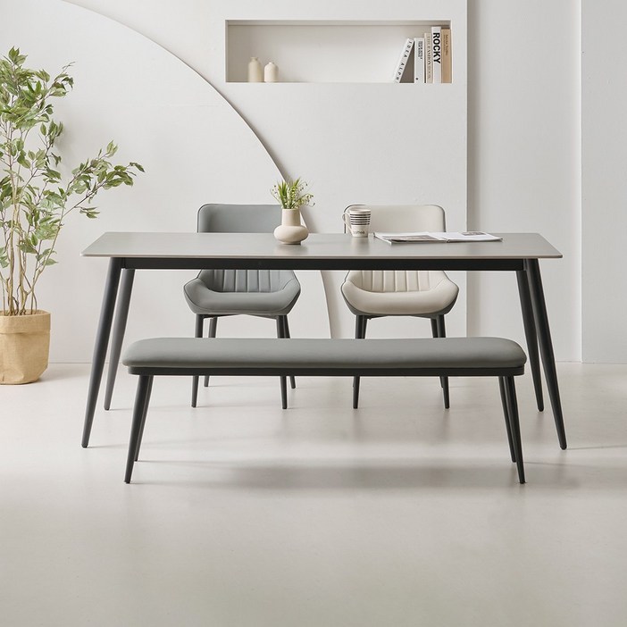 라로퍼니처 캐슬 1800 포세린 통 세라믹 6인 식탁 세트