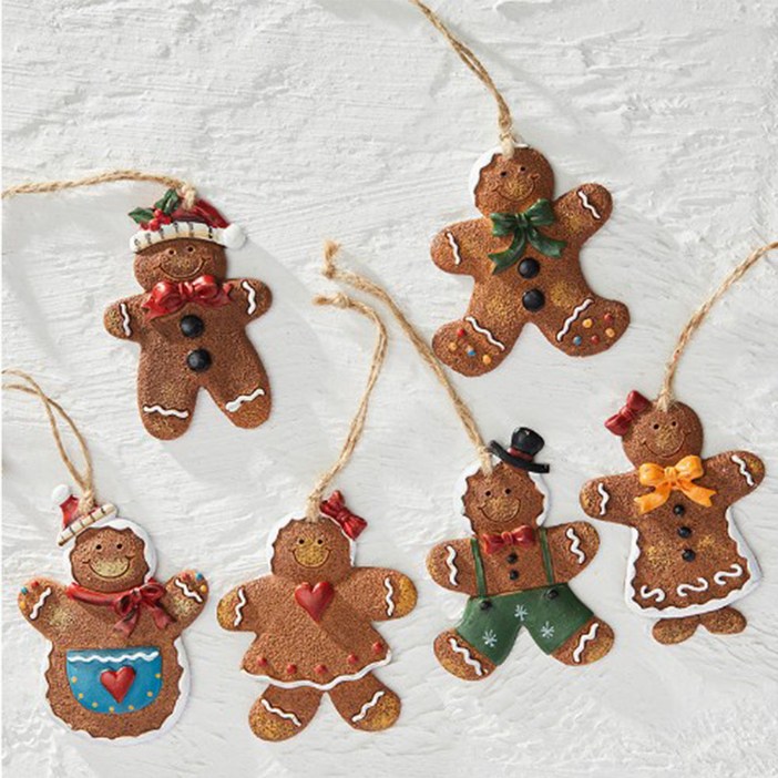 해피인어스 진저브레드 쿠키 트리 오너먼트 6P 세트 크리스마스 장식 소품, 1개