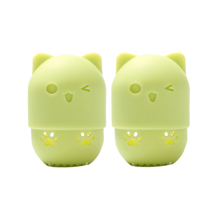 진우 실리콘 스펀지 쿠션 퍼프 케이스 2P, 1세트, 연두