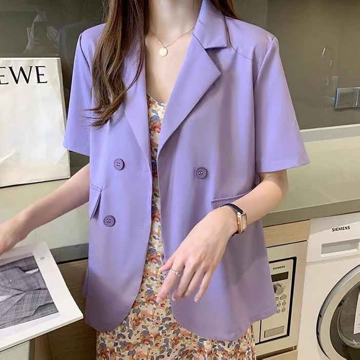 지고다그 여성용 여름 루즈핏 반팔 자켓 캐주얼 빅사이즈 얇은 소재 데일리 하객룩 오피스룩 아우터HH1276