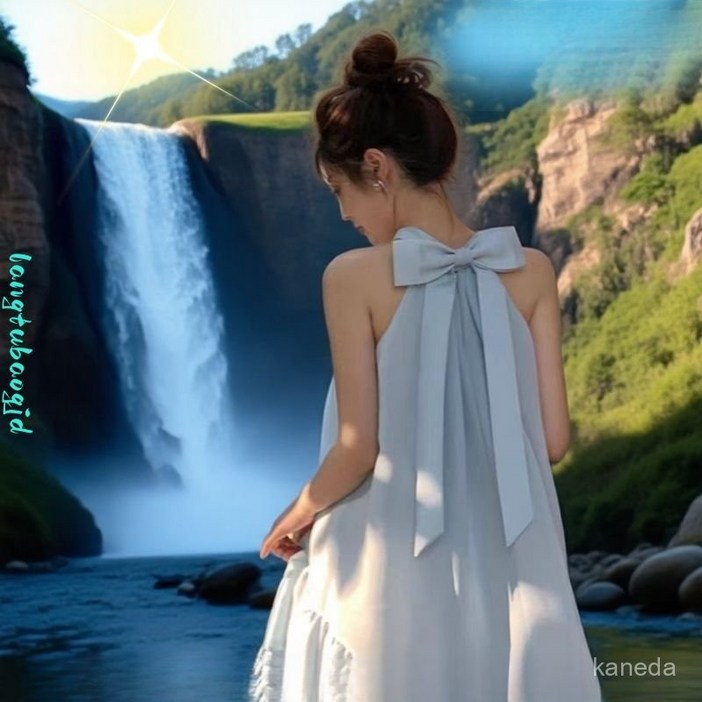 시원하고 사랑스러운 백리본 홀터넥 원피스, 여름 바캉스룩 완벽한 여성스러운 디자인과 편안한 착용감 TX