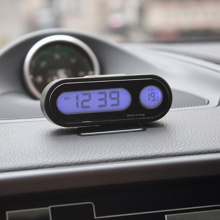 차량용 부착식 LED시계+온도계 대쉬보드 자동차시계
