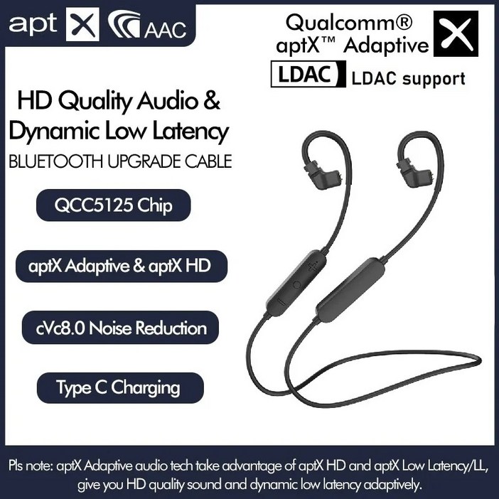 신상 Pizen 넥밴드 무선 블루투스 케이블 QCC5125 LDAC aptX 적응형 HD 오디오 애호가 IEM MMCX 2PIN 80 QDC A2 40PRO