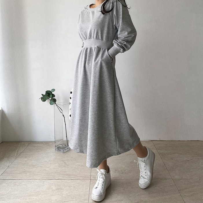 네모엔룩 여성용 시보리밴딩 맨투맨 원피스 NL