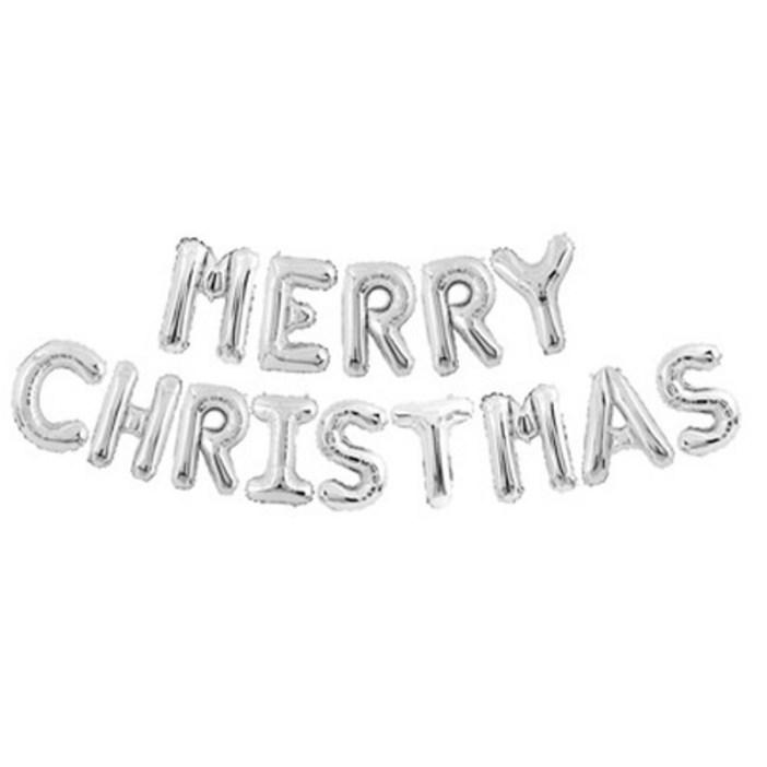크리스마스 풍선 홈 파티 알파벳 이니셜 가랜드 장식, 1개, 메리크리스마스 이니셜 원팩  실버