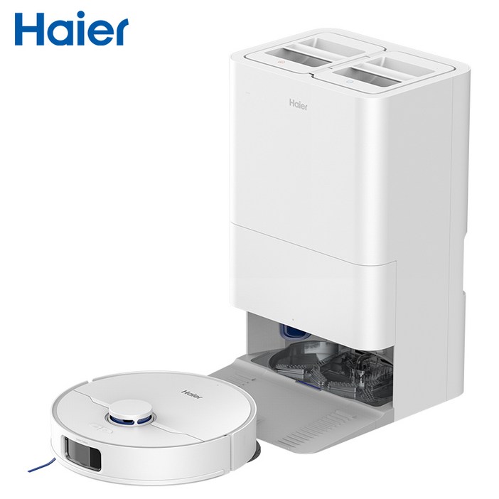 하이얼 로봇청소기 V30 8000Pa 흡입+걸레 LDS 네비게이션 자동먼지비움 55도 열풍건조 스마트 앱 제어, 화이트, V30