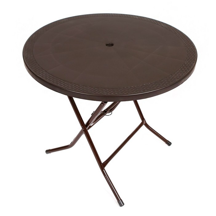 지오리빙 창신 라탄 플라스틱 접이식 테이블 편의점 포장마차 야외용, 창신원탁 브라운