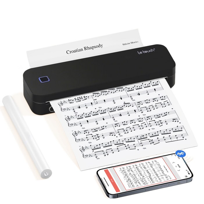 당일출고 레터치 휴대용프린터 블루투스 무선 라벨 프린터 A4 모바일 포토프린터롤 감열지 1롤 내장 수험생선물 열전사 감열식