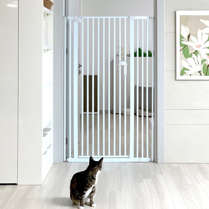 핸들 캣 고급 고양이 안전문 프리미엄 150cm, 1세트, 화이트가로 7685cm