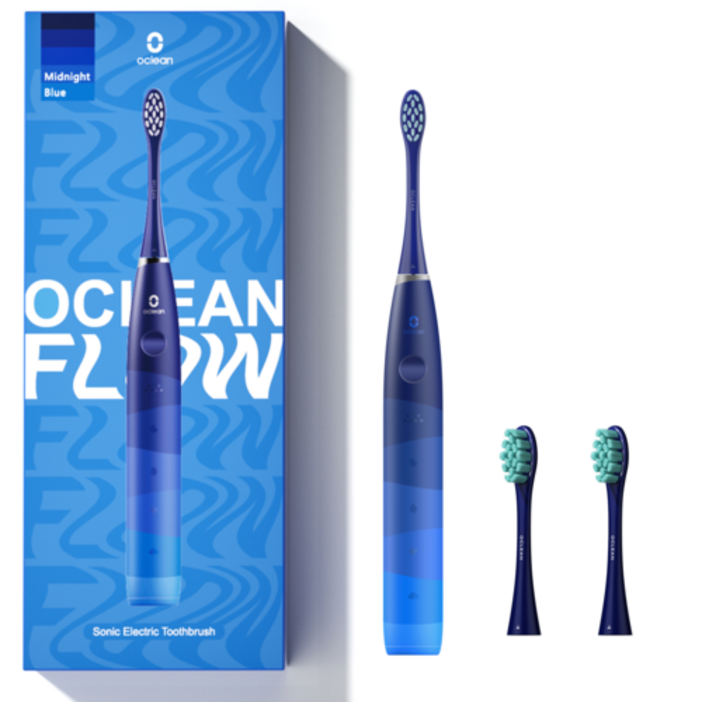 한정특가 32800원오클린 Oclean Flow 음파전동칫솔본체칫솔모 3개 1년 2번만 충전 분당 76000회 IPX7방수, 블루, 1개, 블루세트