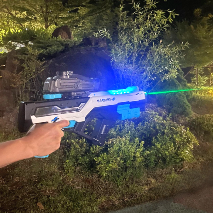 웨이브샷 LED 전동물총 자동흡수 워터밤 대용량 대형 물총 듀얼모드, 화이트, 1개