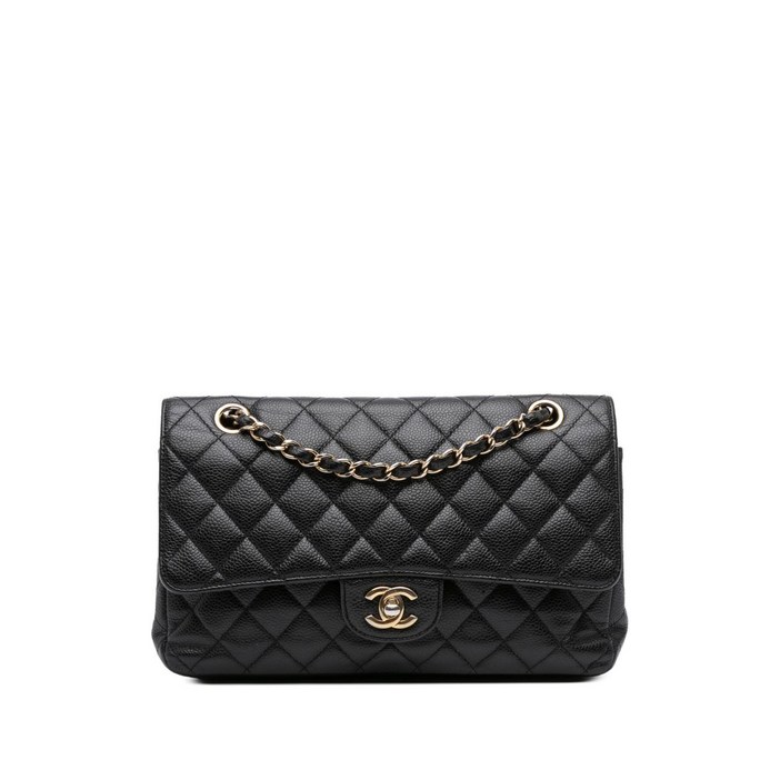 샤넬  중고 2012 미디엄 클래식 캐비어 더블 플랩 숄더 백