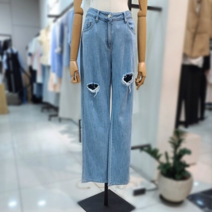 잇미샤 잇미샤 데미지스트레이트핏데님팬츠ITO6DPT150DG