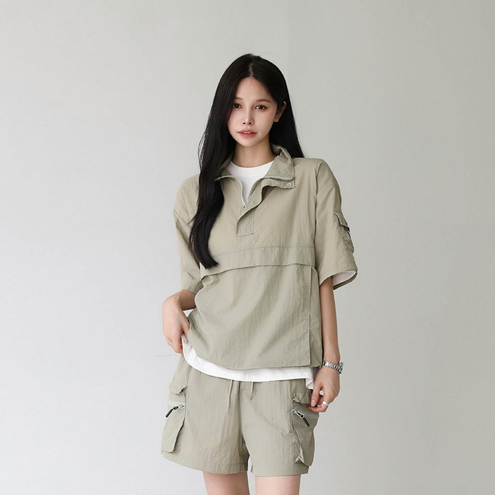 피핀 남녀공용 아노락 터틀넥 매쉬 카고 셋업 #CSOs-011-1