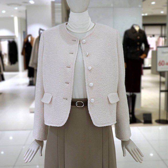 백화점상품 CC콜렉트 트위드 자켓 라운드넥 단정한 여성패션 데일리 브랜드