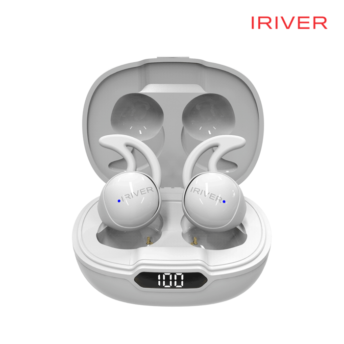 아이리버 무선 블루투스 이어폰 귀찌 가벼운 귀걸이형 스포츠 핸즈프리 초소형 유튜브 인강 초경량 고화질음악 오토페어링 터치컨트롤 여행용 5.3 TWS IHTA02, 화이트
