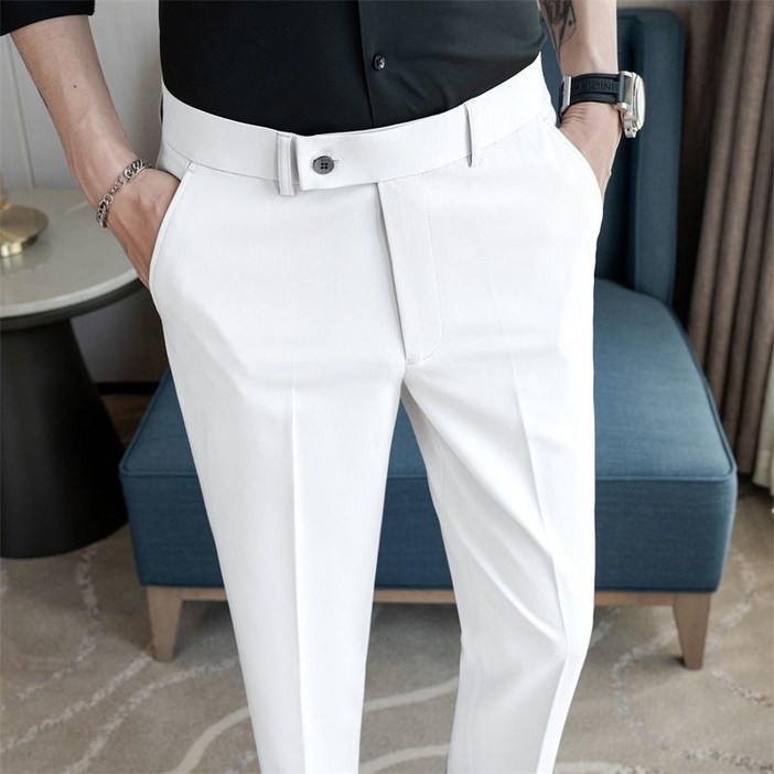 남성 정장바지 봄 여름 루즈핏 얇은 남자 통바지 캐주얼 9부 일자 팬츠 패션 트렌드 정장 바지 WMY