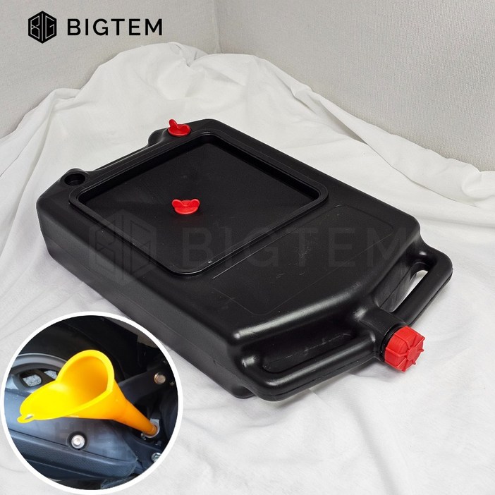 빅템 오토바이 오일받이 대용량 15L 오일 교환 폐오일 폐유 냉각수 부동액 드레인 깔대기