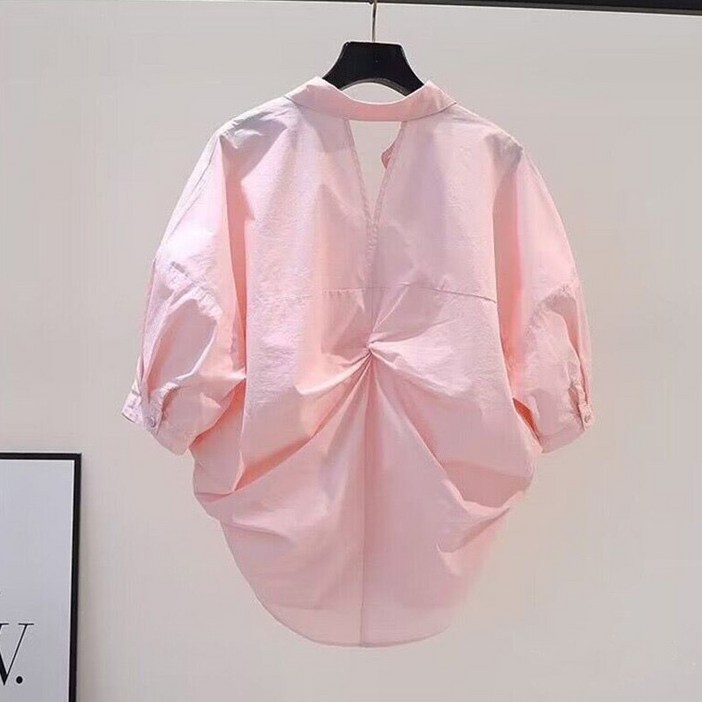 여성 루즈핏 뒷트임 7부소매 셔츠