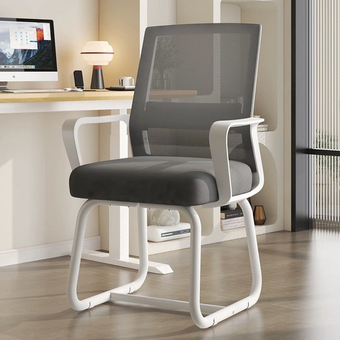 FONOW 바퀴 없는 사무용 사무실 회의실 메쉬 의자 학생 허리편한 인체공학 독서실 체어