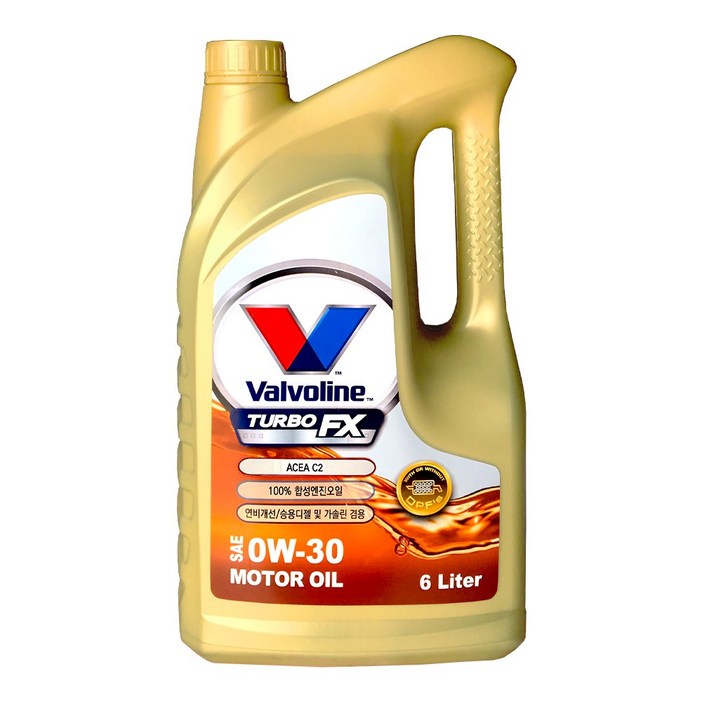 발보린 터보 FX C2 0W30 6리터 100프로 합성 겸용 엔진오일, 1개, 발보린 터보 FX C2 0W30 6리터