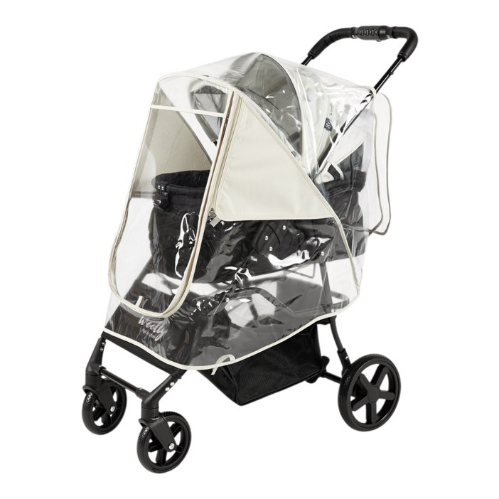코지코너 강아지유모차 레인커버 매쉬창 반려견 개모차 방풍커버 모기장 커버, Free Size (Cream), 1개