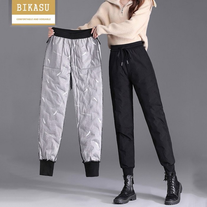 BIKASU 여성 누빔 구스 패딩 팬츠 빅사이즈 겨울 방한 조거 엄마 바지 BIKASU 여성 누빔 구스 패딩 팬츠 빅사이즈 겨울 방한 조거 엄마 바지