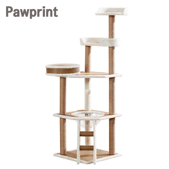 Pawprint 캣타워 고양이에게 안정적이고 넓은 공간 제공, 스크래처로 발톱 관리 가능, 튼튼한 내구성으로 오래 사용, 심플 디자인으로 거실 및 작은 공간에 적합 Pawprint 캣타워 고양이에게 안정적이고 넓은 공간 제공, 스크래처로 발톱 관리 가능, 튼튼한 내구성으로 오래 사용, 심플 디자인으로 거실 및 작은 공간에 적합