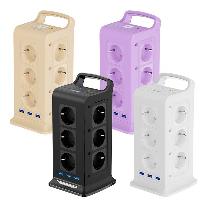 ORDFLES 12구3USB 고속  충전고용량 4000W 과부하차단 타워형 멀티탭