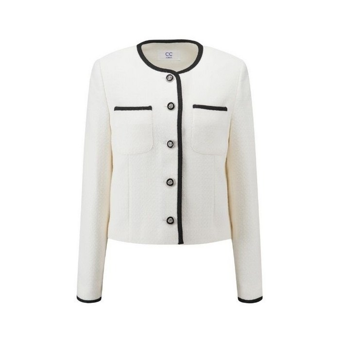 백화점상품 CC콜렉트 트위드 자켓 컬러블록 감각적인 브랜드 정장 하객룩