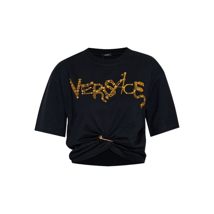 베르사체 장식 매듭 디테일 티셔츠