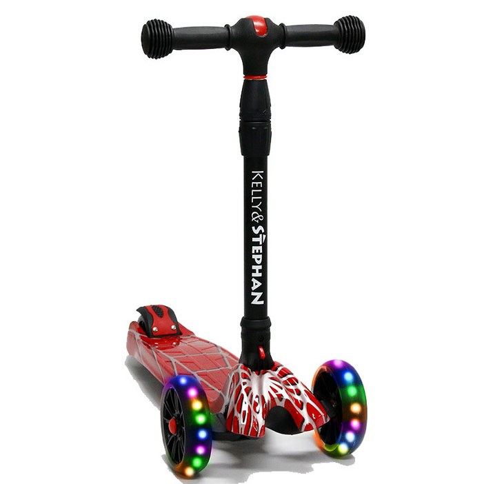 켈리앤스테판 벚꽃 접이식 유아킥보드 LED바퀴 어린이, 레드스파이더, 1개