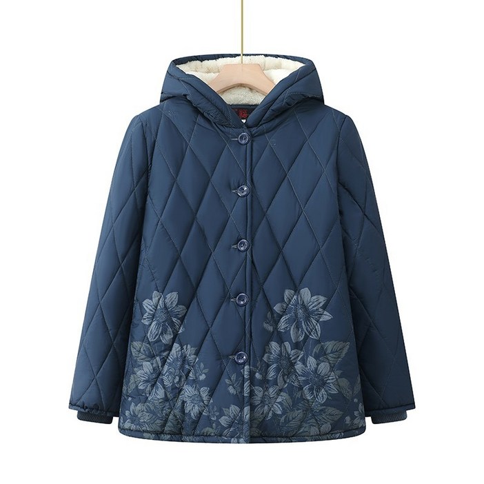 에쥬아 기모 후드 자켓 겨울 엄마옷 할머니옷 아우터 누빔자켓