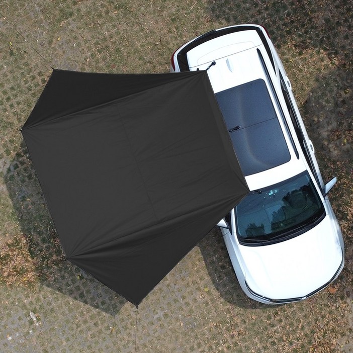 박쥐 모양 블랙 코팅 SUV 차량용 타프 그늘막 흡입 컵이 있는 천막 야외 방수 캠핑용 자동차 어닝 사용, 검정색