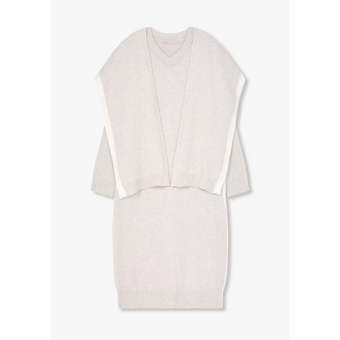 보브 사이드 배색 머플러 세트 롱 원피스  7114450L12 뉴코아일산