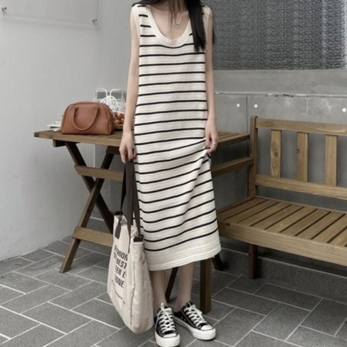 롱원피스 나시원피스 니트원피스 단가라 나시 니트 G1nog79zZu