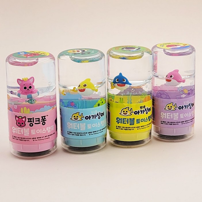 핑크퐁 아기상어 워터볼 3종 토이 스탬프 참잘했어요 캐릭터 칭찬도장 팬시 장난감