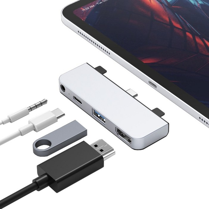 하이퍼 드라이브 HD319E 4in1 C타입 썬더볼트 멀티허브 4K HDMI 60W PD충전 아이패드