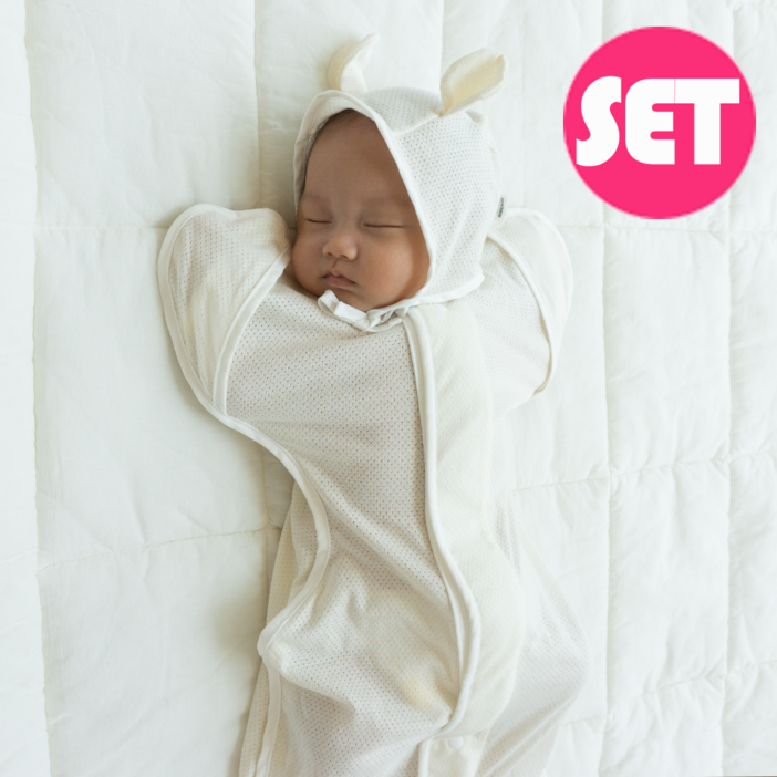 아이쿨쿨 나비잠아나벨모자 세트 무소음 신생아 속싸개 모로반사 출산선물