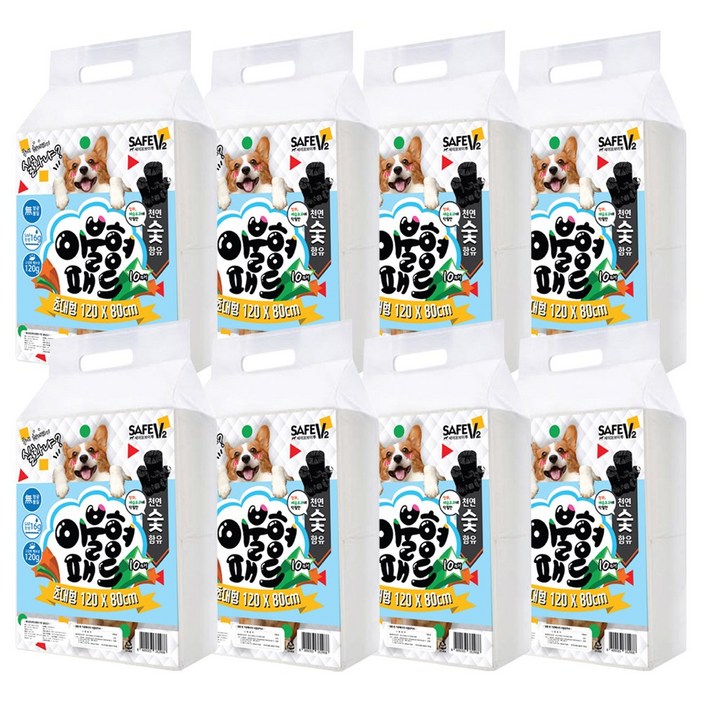 세이프한 이불형 10매 120x80cm 숯 초대형패드, 8개, 10개입