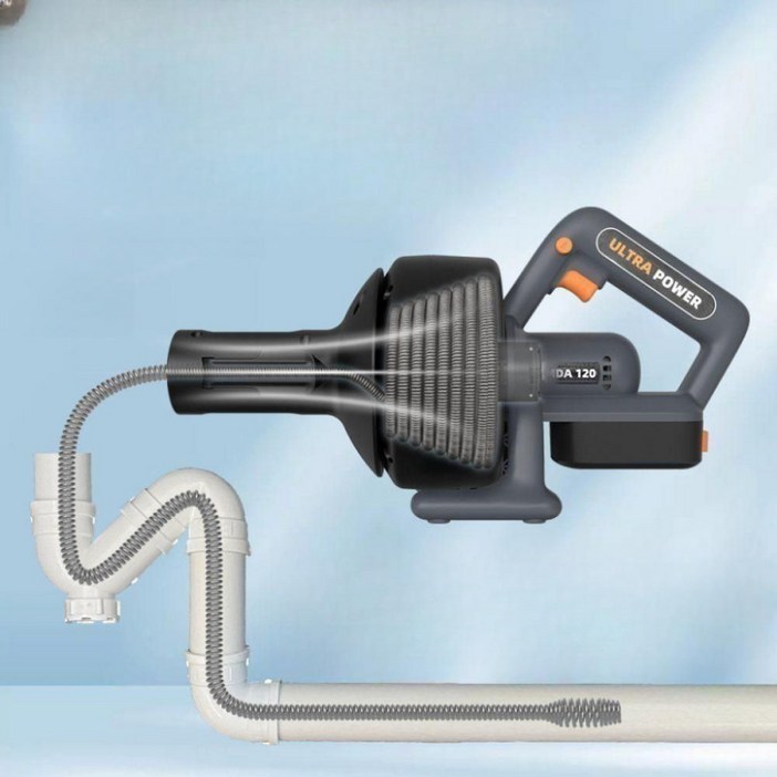 주방 하수구 싱크대 세면대 배수구 막힘 뚫는 기계 파이프 준설 도구, 긴 배터리 수명  21V 트라이 리드 듀얼 일